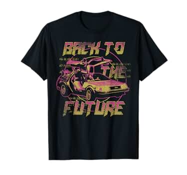 Amazon | Back To The Future ネオンフェードデロリアン Tシャツ